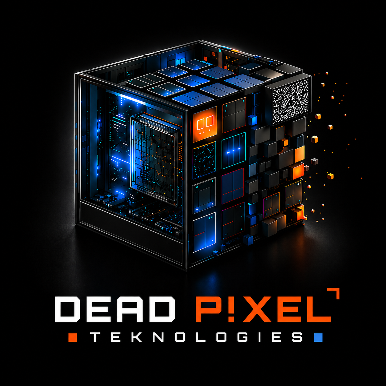Dead Pixel Tek logo with illuminated technology cube